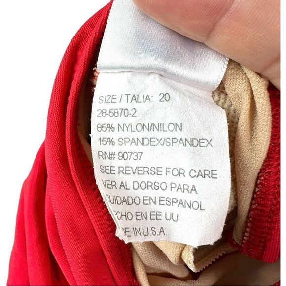 Vintage Sunbird Swimwear Bright Red Halter Top Swim Dress Plus Size 20 - Picture 7 of 9